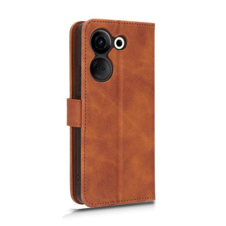 For TECNO Camon 20 Pro Skin Feel Magnetic Flip Leather Phone Case(Brown) by buy2fix