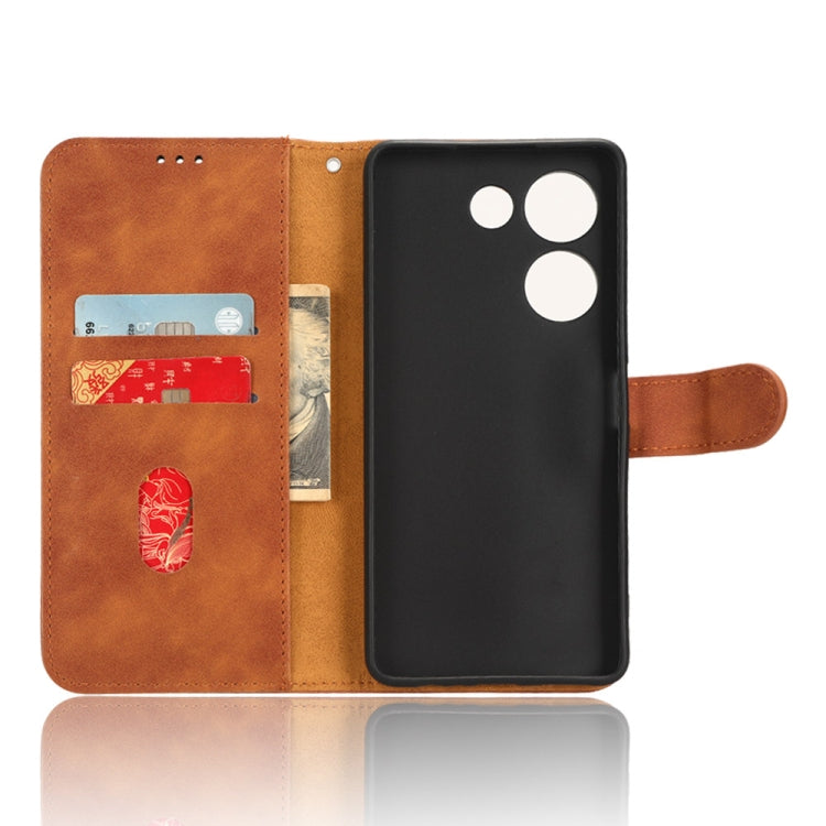 For TECNO Camon 20 Pro Skin Feel Magnetic Flip Leather Phone Case(Brown) by buy2fix