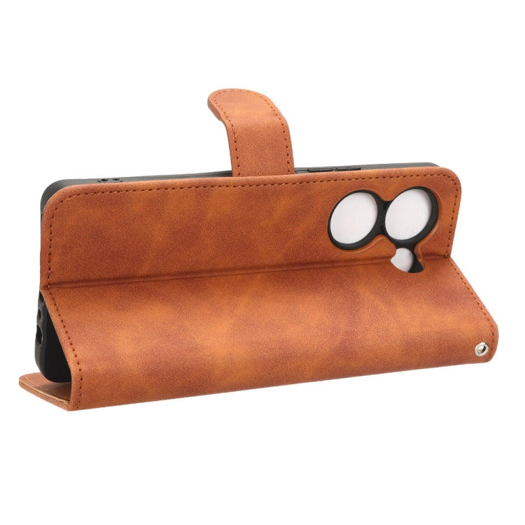 For TECNO Camon 20 Pro Skin Feel Magnetic Flip Leather Phone Case(Brown) by buy2fix