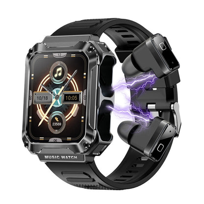 OVISEN T93 1.96 inch IPS Screen 2 in 1 Bluetooth Headset Smart Watch, Supports Blood Oxygen Monitoring/Bluetooth Music(Black) by buy2fix