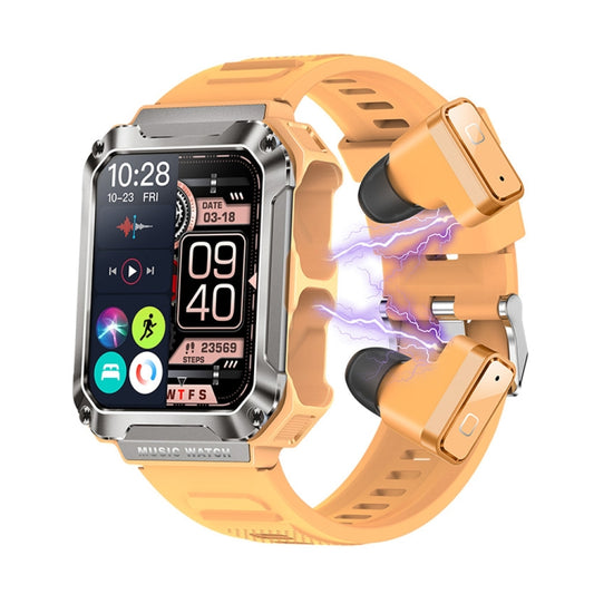 OVISEN T93 1.96 inch IPS Screen 2 in 1 Bluetooth Headset Smart Watch, Supports Blood Oxygen Monitoring/Bluetooth Music(Orange) by buy2fix