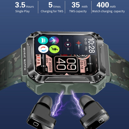 OVISEN T93 1.96 inch IPS Screen 2 in 1 Bluetooth Headset Smart Watch, Supports Blood Oxygen Monitoring/Bluetooth Music(Silver) by buy2fix