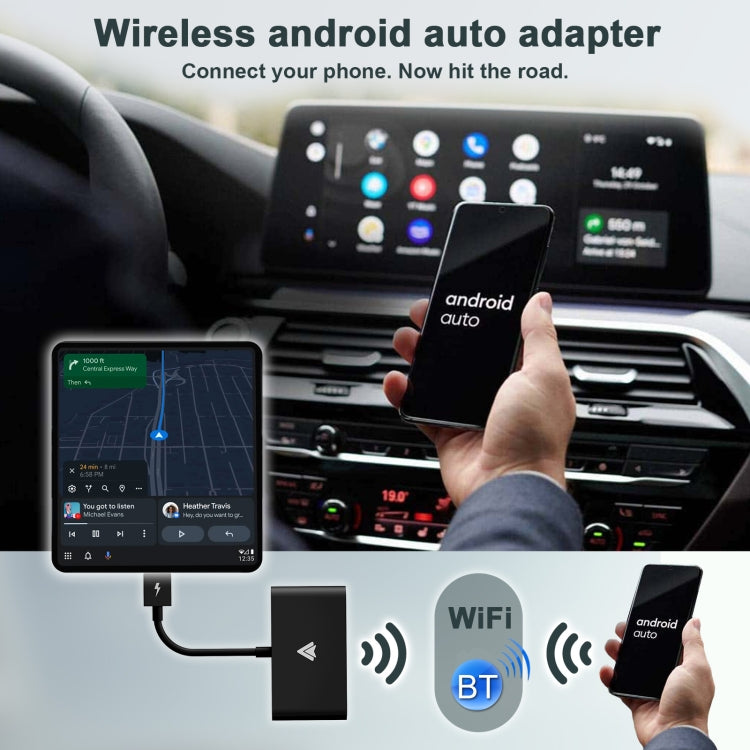 THT-020-2+ USB + USB-C / Type-C Wired to Wireless Carplay Adapter for Android Smartphone(Black) by buy2fix