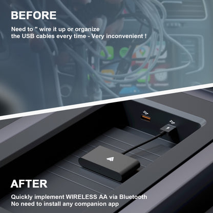 THT-020-2+ USB + USB-C / Type-C Wired to Wireless Carplay Adapter for Android Smartphone(Black) by buy2fix