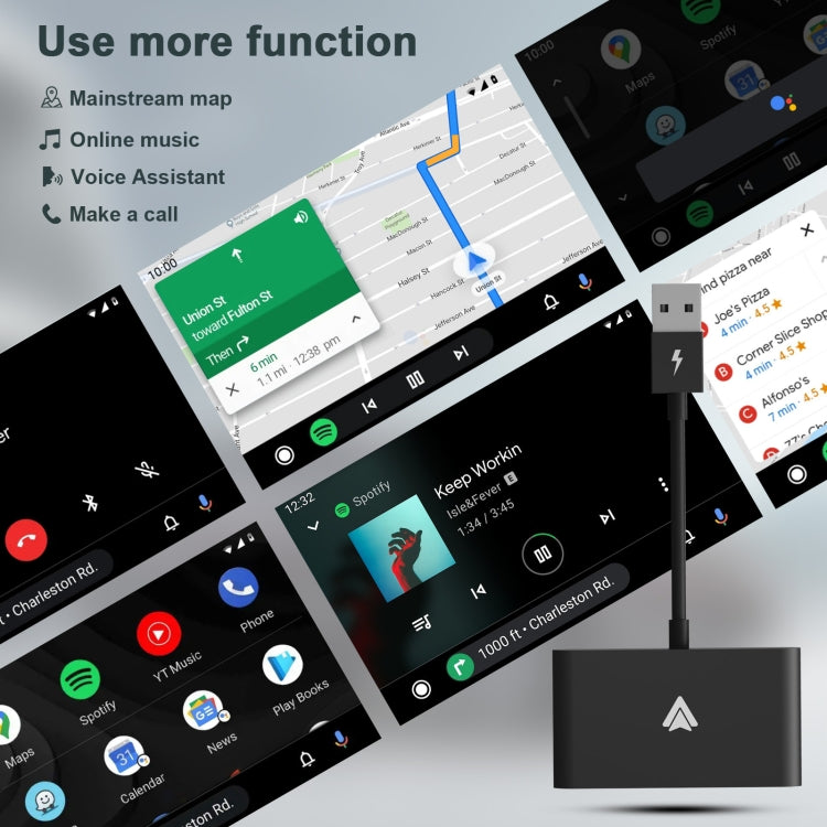 THT-020-2+ USB + USB-C / Type-C Wired to Wireless Carplay Adapter for Android Smartphone(Black) by buy2fix