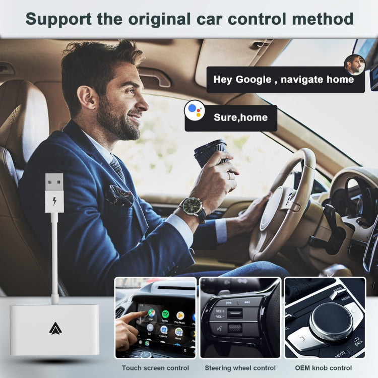 THT-020-2+ USB + USB-C / Type-C Wired to Wireless Carplay Adapter for Android Smartphone(White) by buy2fix