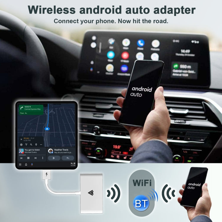 THT-020-2+ USB + USB-C / Type-C Wired to Wireless Carplay Adapter for Android Smartphone(White) by buy2fix
