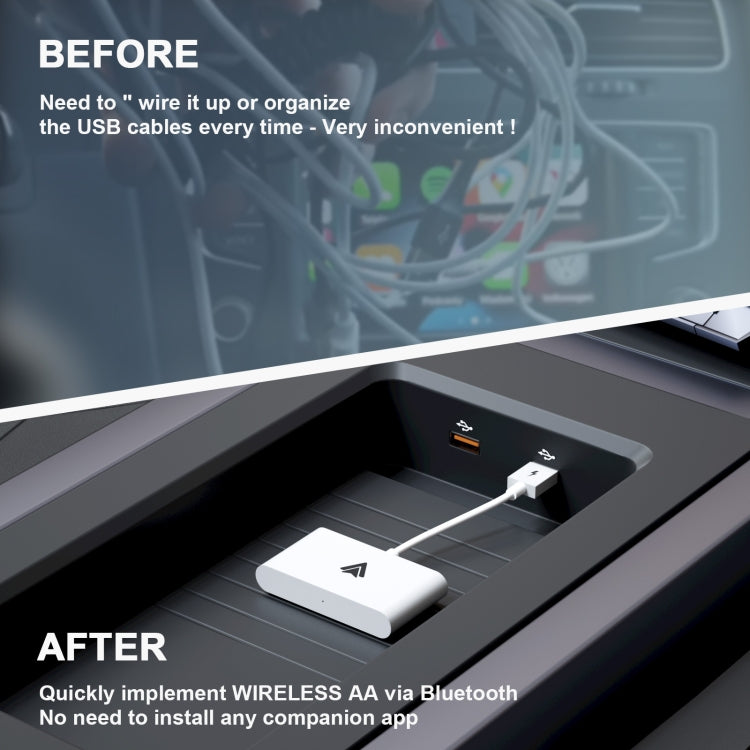 THT-020-2+ USB + USB-C / Type-C Wired to Wireless Carplay Adapter for Android Smartphone(White) by buy2fix
