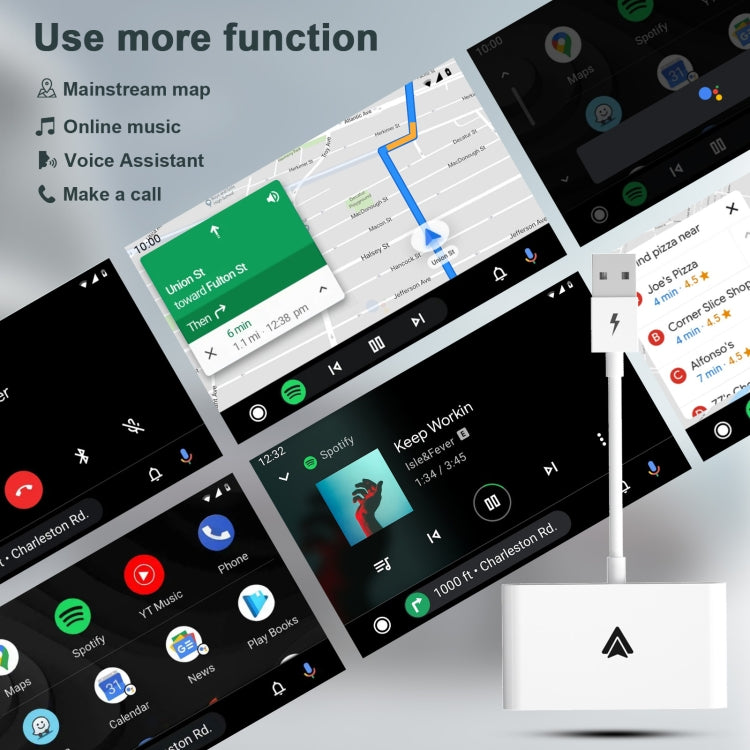 THT-020-2+ USB + USB-C / Type-C Wired to Wireless Carplay Adapter for Android Smartphone(White) by buy2fix