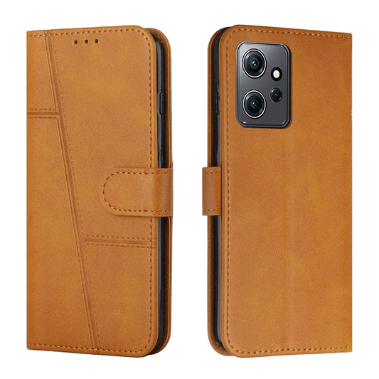 For Xiaomi Redmi Note 12 4G Global Stitching Calf Texture Buckle Leather Phone Case(Yellow) by buy2fix