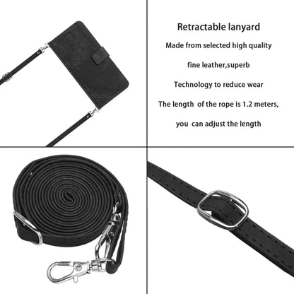 For Nokia G22 Skin Feel Stripe Pattern Leather Phone Case with Lanyard(Black) - Nokia Cases by buy2fix | Online Shopping UK | buy2fix