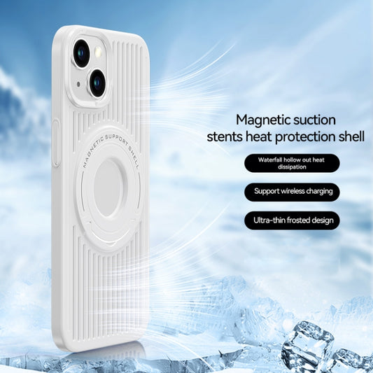 For iPhone 13 Cooling MagSafe Magnetic Ring Holder Phone Case(White) - iPhone 13 Cases by buy2fix | Online Shopping UK | buy2fix