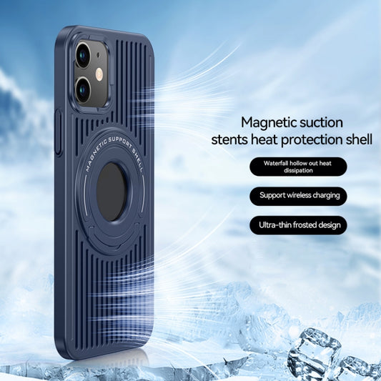 For iPhone 12 Cooling MagSafe Magnetic Ring Holder Phone Case(Blue) - iPhone 12 / 12 Pro Cases by buy2fix | Online Shopping UK | buy2fix