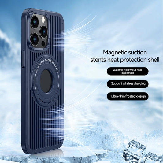 For iPhone 12 Pro Cooling MagSafe Magnetic Ring Holder Phone Case(Blue) - iPhone 12 / 12 Pro Cases by buy2fix | Online Shopping UK | buy2fix