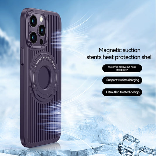 For iPhone 12 Pro Max Cooling MagSafe Magnetic Ring Holder Phone Case(Purple) - iPhone 12 Pro Max Cases by buy2fix | Online Shopping UK | buy2fix
