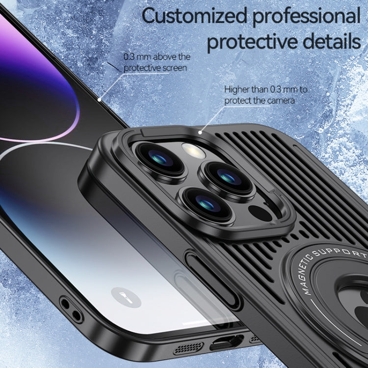 For iPhone 12 Cooling MagSafe Magnetic Ring Holder Phone Case(Black) - iPhone 12 / 12 Pro Cases by buy2fix | Online Shopping UK | buy2fix