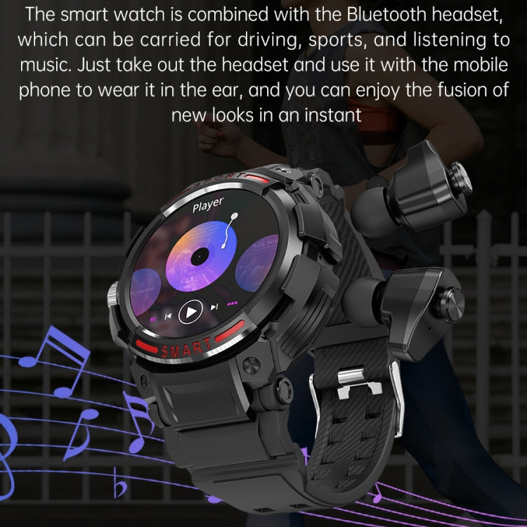 OVISEN GT100 1.39 inch TFT Screen 2 in 1 Bluetooth Headset Smart Watch, Support Blood Oxygen Monitoring/Bluetooth Music(Grey) by buy2fix