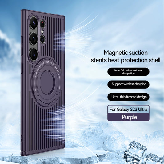 For Samsung Galaxy S23 Ultra 5G Cooling MagSafe Magnetic Ring Holder Phone Case(Purple) - Galaxy S23 Ultra 5G Cases by buy2fix | Online Shopping UK | buy2fix