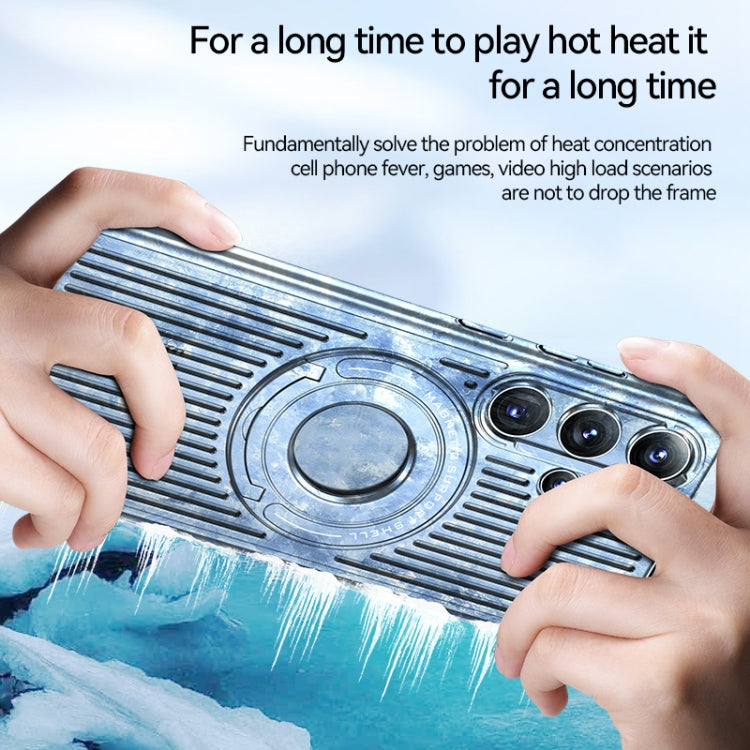 For Samsung Galaxy S23 Ultra 5G Cooling MagSafe Magnetic Ring Holder Phone Case(Black) - Galaxy S23 Ultra 5G Cases by buy2fix | Online Shopping UK | buy2fix