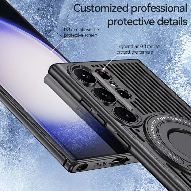 For Samsung Galaxy S23 Ultra 5G Cooling MagSafe Magnetic Ring Holder Phone Case(Black) - Galaxy S23 Ultra 5G Cases by buy2fix | Online Shopping UK | buy2fix