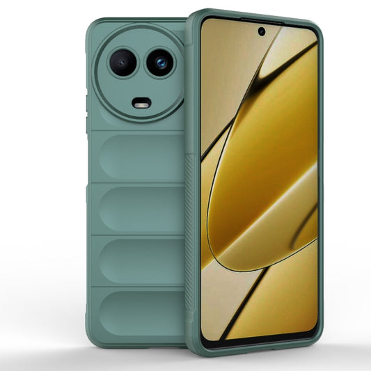 For Realme 11 5G Global Magic Shield TPU + Flannel Phone Case(Dark Green) - Realme Cases by buy2fix | Online Shopping UK | buy2fix