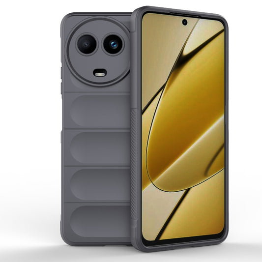 For Realme 11 5G Global Magic Shield TPU + Flannel Phone Case(Dark Grey) - Realme Cases by buy2fix | Online Shopping UK | buy2fix
