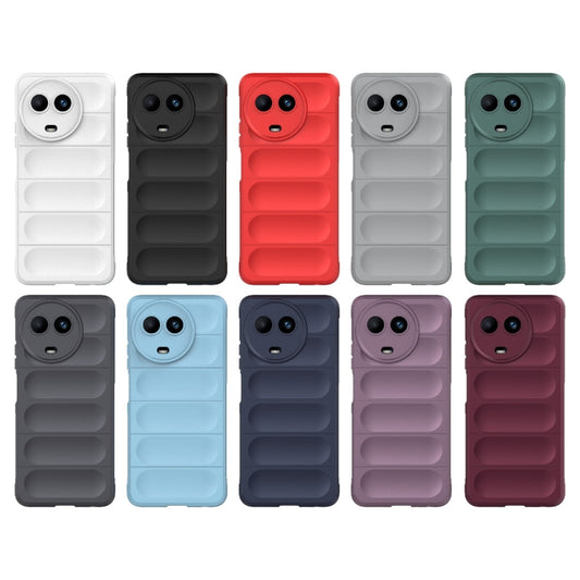 For Realme 11 5G Global Magic Shield TPU + Flannel Phone Case(Dark Grey) - Realme Cases by buy2fix | Online Shopping UK | buy2fix