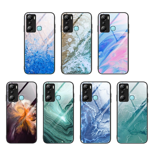 For Infinix Hot 20i Marble Pattern Glass Phone Case(Typhoon) - Infinix Cases by buy2fix | Online Shopping UK | buy2fix
