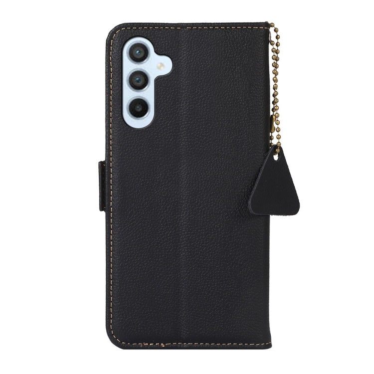 For Samsung Galaxy M54 5G Side-Magnetic TJ Genuine Leather RFID Phone Case(Black) by buy2fix