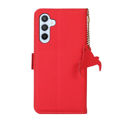 For Samsung Galaxy M54 5G Side-Magnetic TJ Genuine Leather RFID Phone Case(Red) by buy2fix