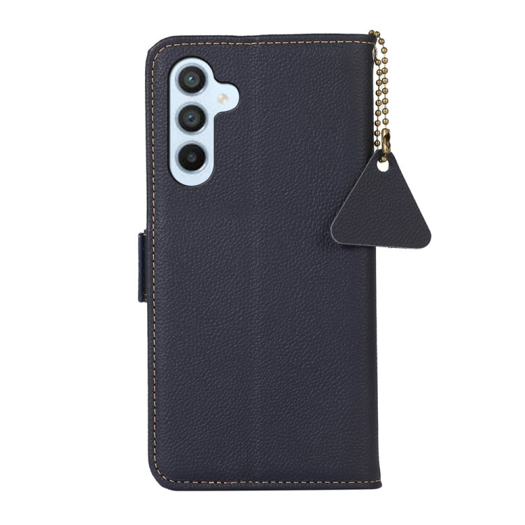 For Samsung Galaxy M54 5G Side-Magnetic TJ Genuine Leather RFID Phone Case(Blue) by buy2fix