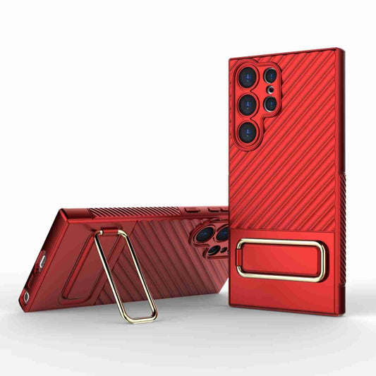 For Samsung Galaxy S23 Ultra 5G Wavy Textured Phone Case (Red) - Galaxy S23 Ultra 5G Cases by buy2fix | Online Shopping UK | buy2fix