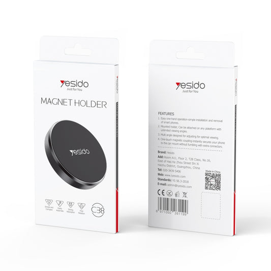 Yesido C38 Car Round Plate Magnetic Phone Holder(Black) - Universal Car Holders by Yesido | Online Shopping UK | buy2fix