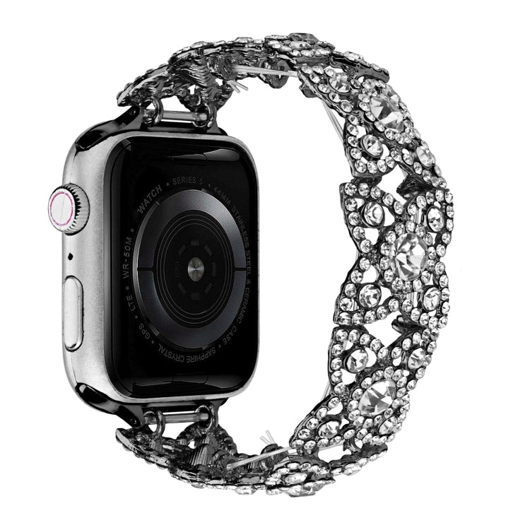 4-Petal Diamond Metal Watch Band For Apple Watch Ultra 49mm(Black) - Watch Bands by buy2fix | Online Shopping UK | buy2fix