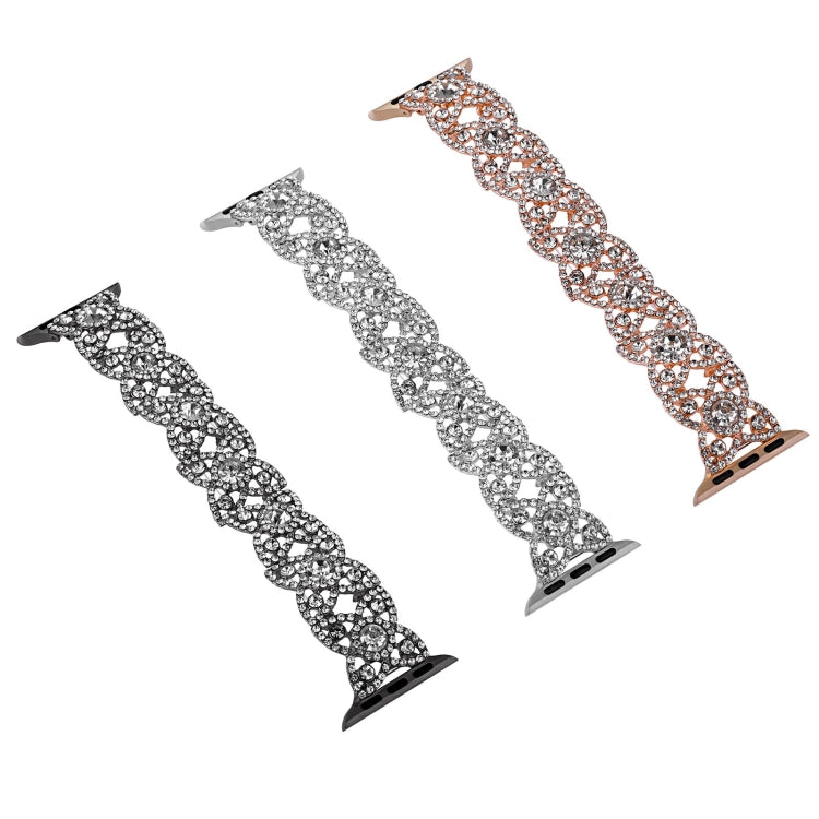 4-Petal Diamond Metal Watch Band For Apple Watch Ultra 49mm(Black) - Watch Bands by buy2fix | Online Shopping UK | buy2fix