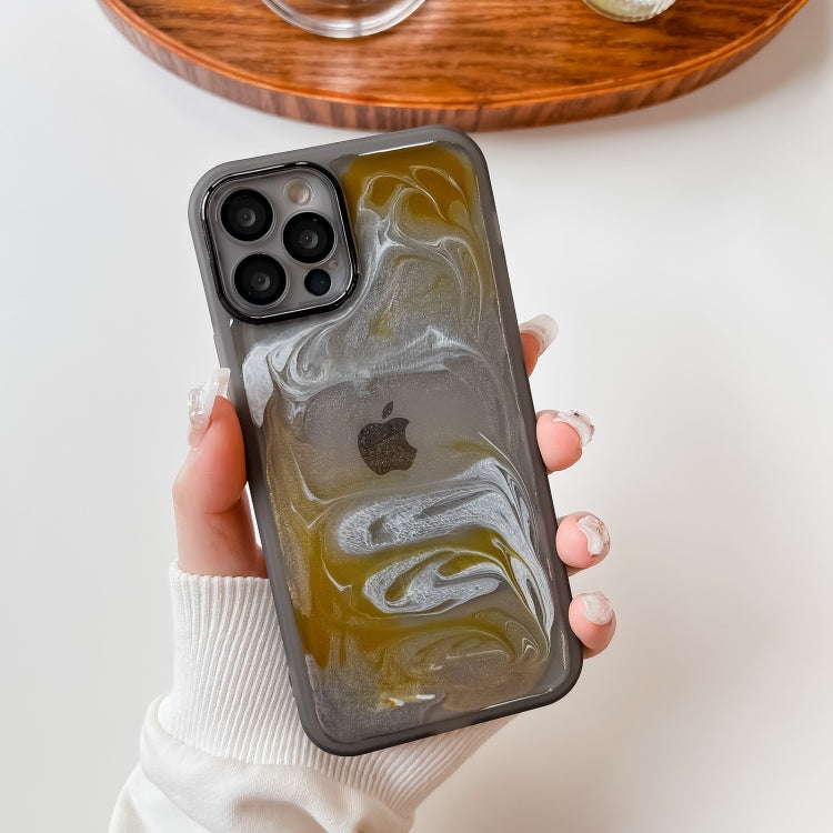 For iPhone 12 Pro Oil Painting Electroplating TPU Phone Case(Grey) by buy2fix