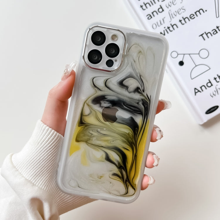 For iPhone 12 Pro Oil Painting Electroplating TPU Phone Case(White) by buy2fix