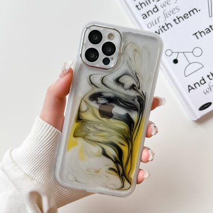 For iPhone 12 Pro Oil Painting Electroplating TPU Phone Case(White) by buy2fix