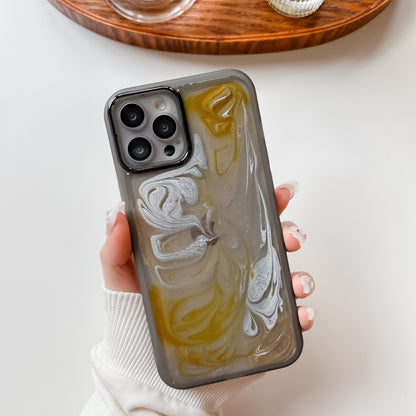 For iPhone 12 Pro Max Oil Painting Electroplating TPU Phone Case(Grey) by buy2fix