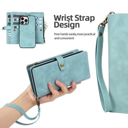 For iPhone 11 Pro Zipper Wallet Magnetic Detachable Leather Phone Case(Blue) - iPhone 11 Pro Cases by buy2fix | Online Shopping UK | buy2fix