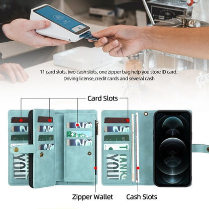 For iPhone 11 Pro Zipper Wallet Magnetic Detachable Leather Phone Case(Blue) - iPhone 11 Pro Cases by buy2fix | Online Shopping UK | buy2fix