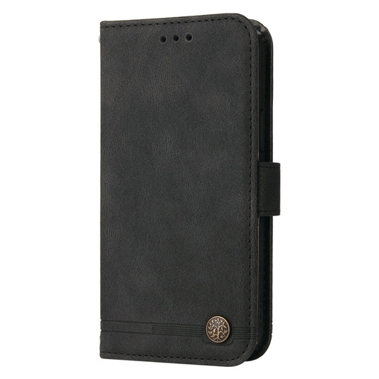 For Realme GT Neo 5 5G / GT3 Skin Feel Life Tree Metal Button Leather Phone Case(Black) - Realme Cases by buy2fix | Online Shopping UK | buy2fix