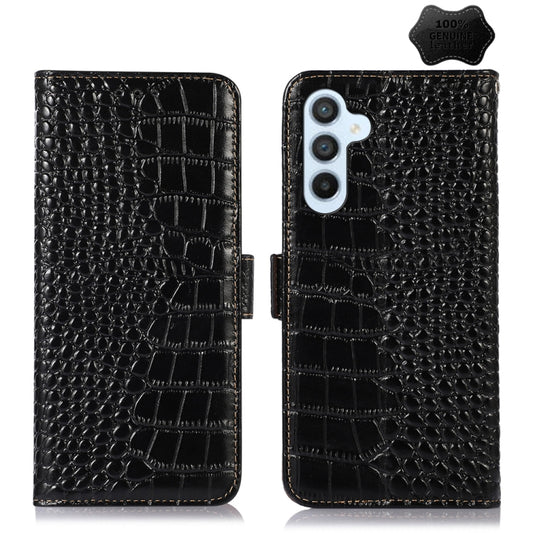 For Samsung Galaxy M54 5G Crocodile Top Layer Cowhide Leather Phone Case(Black) by buy2fix