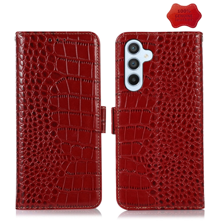For Samsung Galaxy M54 5G Crocodile Top Layer Cowhide Leather Phone Case(Red) by buy2fix