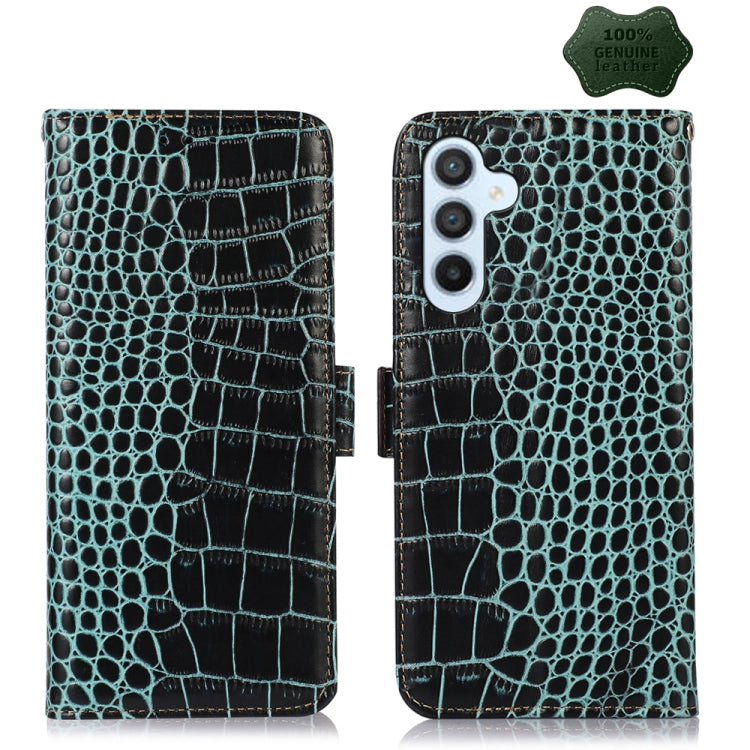 For Samsung Galaxy M54 5G Crocodile Top Layer Cowhide Leather Phone Case(Green) by buy2fix
