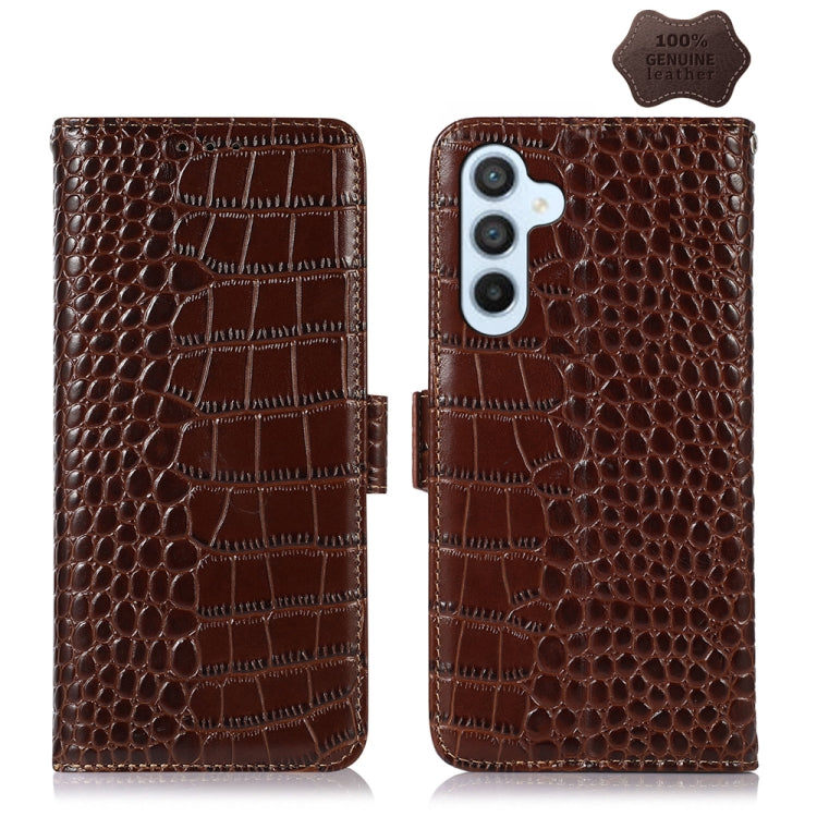 For Samsung Galaxy M54 5G Crocodile Top Layer Cowhide Leather Phone Case(Brown) by buy2fix
