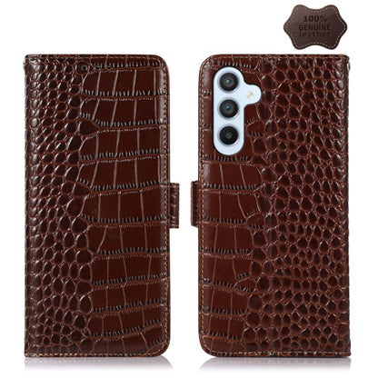 For Samsung Galaxy M54 5G Crocodile Top Layer Cowhide Leather Phone Case(Brown) by buy2fix