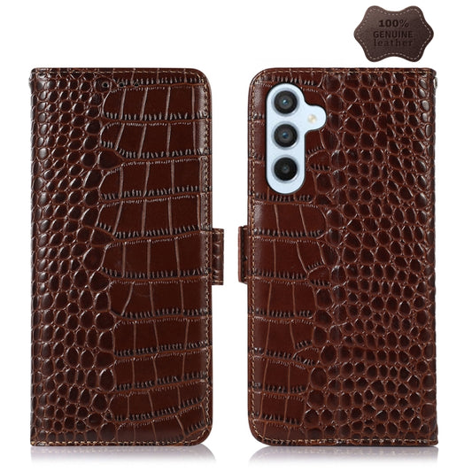 For Samsung Galaxy M54 5G Crocodile Top Layer Cowhide Leather Phone Case(Brown) by buy2fix