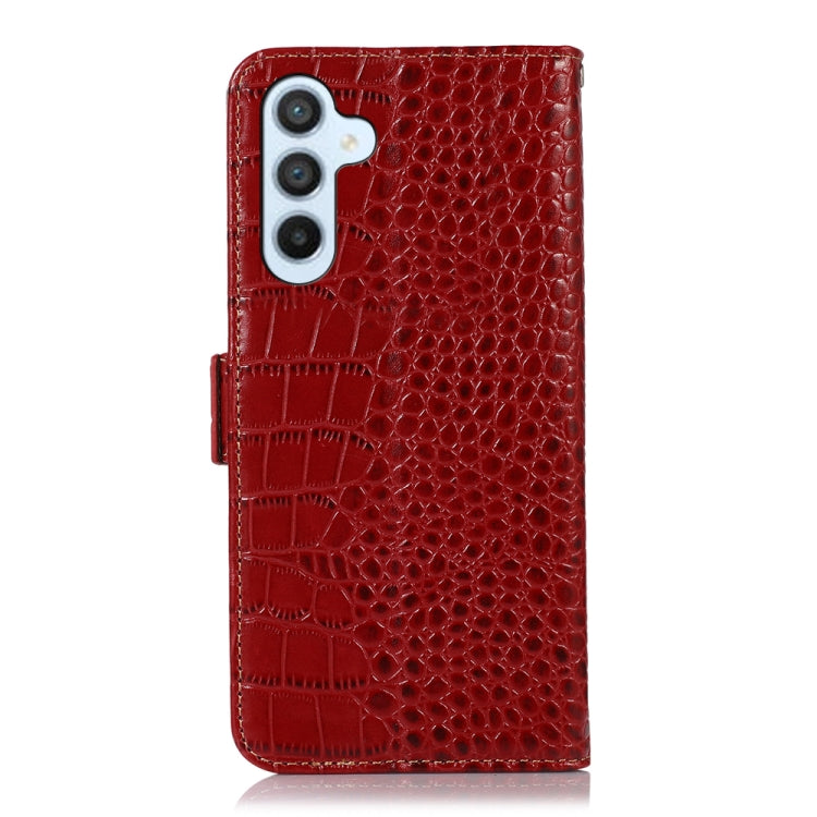 For Samsung Galaxy M34 5G Crocodile Top Layer Cowhide Leather Phone Case(Red) by buy2fix