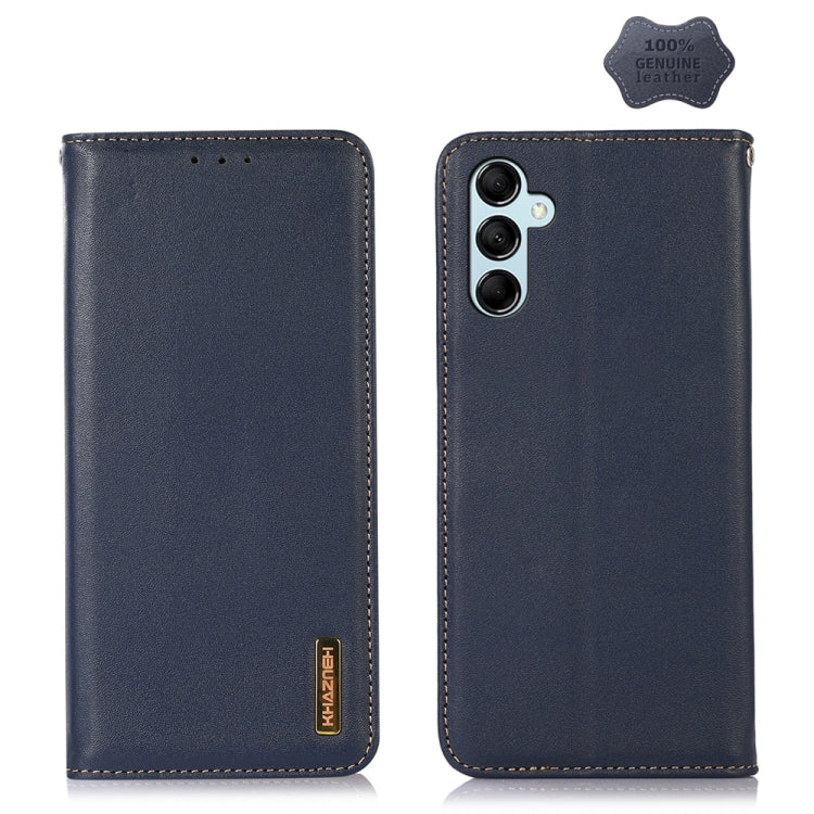 For Samsung Galaxy M54 5G KHAZNEH Nappa Top Layer Cowhide Leather Phone Case(Blue) by buy2fix